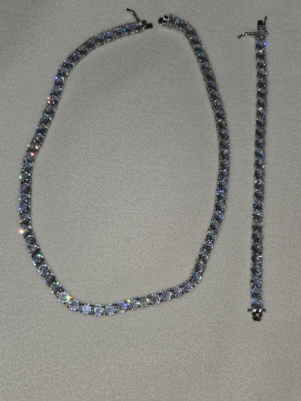 Classic Clear Crystal Tennis Necklace - Silver Tone